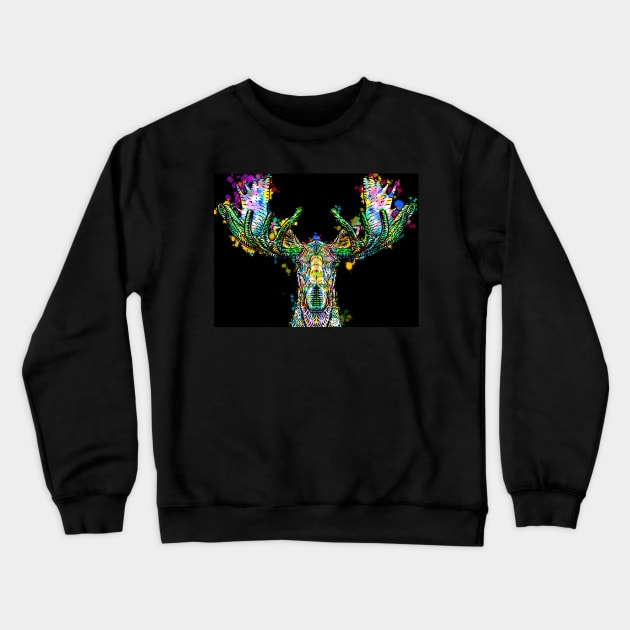 MOOSE watercolor and ink portrait Crewneck Sweatshirt by lautir